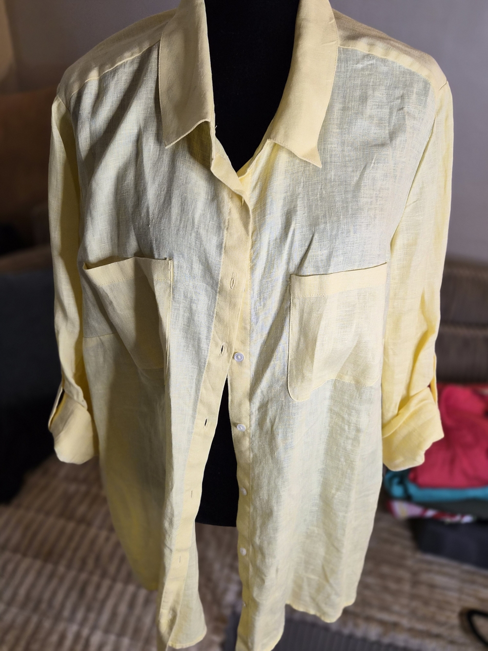 Charter Club Pale Yellow Button-Down Shirt